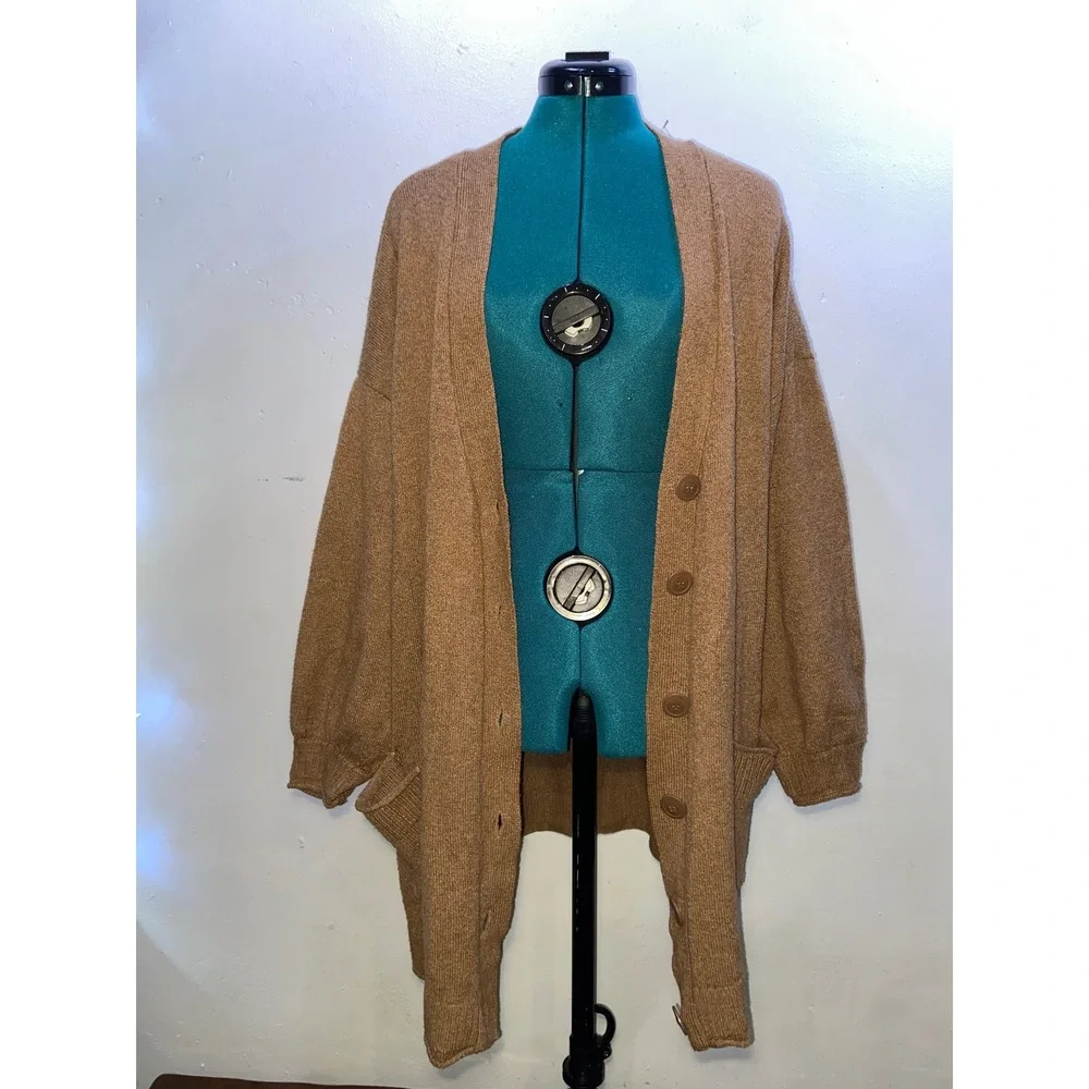 Lauren Conrad XL Camel Brown Knit Oversized Longline Cardigan Sweater Cozy Fall